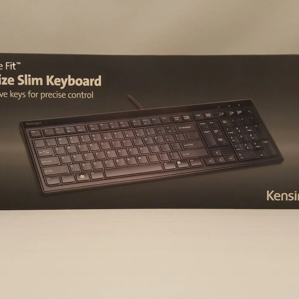 KENSINGTON Advance Fit Full Size Slim Wired Keyboard USB K72357USA NEW